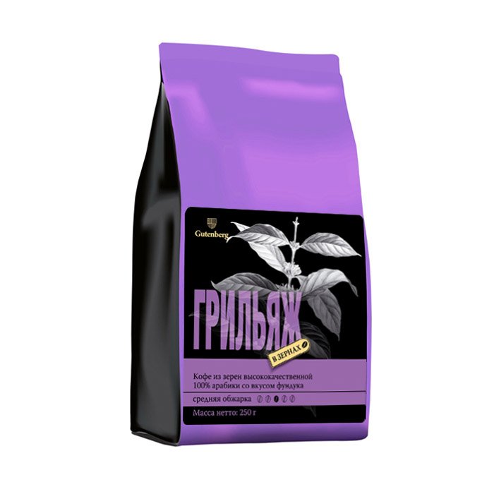 Кофе в зернах ароматизированный Грильяж, уп. 250 г