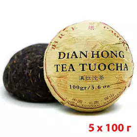 Чай красный Дянь Хун, то ча, 100 г х 5 шт