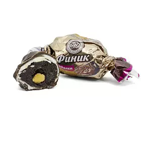 Конфеты Финик в бело-темной шоколадной глазури с грецким орехом, 3 кг