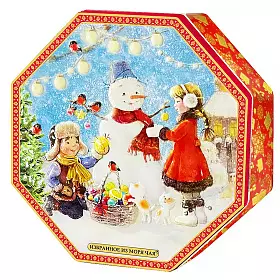 Чай подарочный в шкатулке Снеговик и дети, ж/б, 100 г