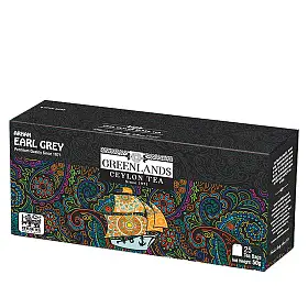Чай черный Arhan Earl Grey, Greenlands, в фильтр-пакетах, 25 шт х 2 г