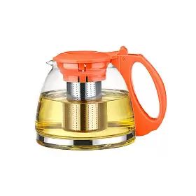 Чайник заварочный стеклянный «ГОДЖИ», оранжевый, 1300 мл