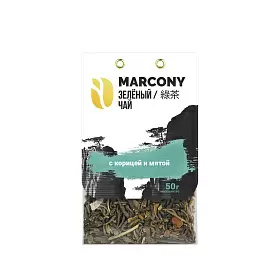 Чай зеленый с корицей и мятой, Marcony, 50 г