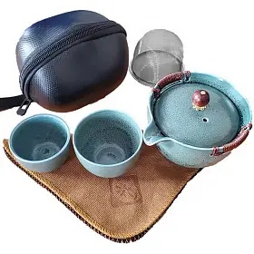 Набор чайный дорожный "Каменный", бирюзовый