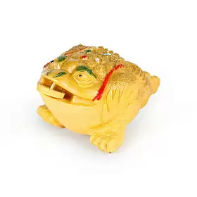 Чайная фигурка "Золотая жаба с монеткой", меняющая цвет
