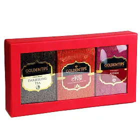 Набор чая Подарок Индии 1 (Ассам, Дарджилинг, Масала), мешочки в карт. коробке, Golden Tips, 300 г