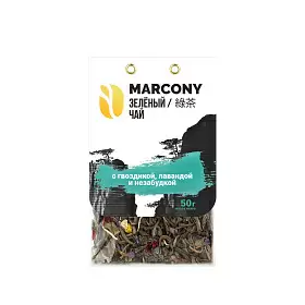 Чай зеленый с гвоздикой, лавандой и незабудкой, Marcony, 50 г