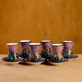 Набор стаканов армуды с блюдцем "Рельеф сиреневый", 120 мл, 6 шт