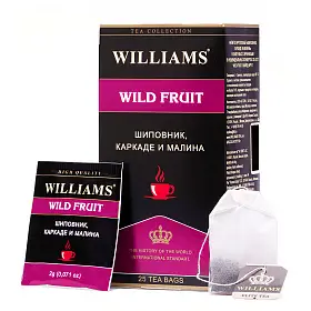 Чай фруктовый с шиповником, каркаде и малиной Wild Fruit, Williams, в фильтр-пакетах, 25 шт х 2 г