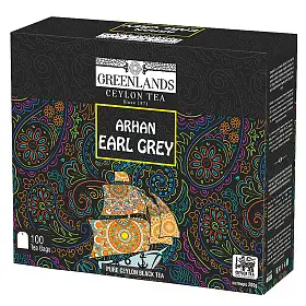 Чай черный Arhan Earl Grey, Greenlands, в фильтр-пакетах, 100 шт х 2 г