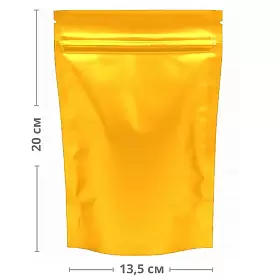 Пакет дой-пак металлизированный с замком зип-лок, золотой матовый, 135х200+(40+40)
