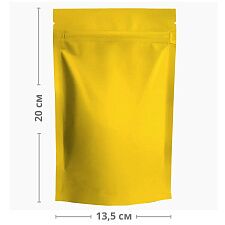 Пакет дой-пак металлизированный с замком зип-лок, желтый матовый, 135х200+(40+40)