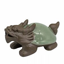 Чайная фигурка из исинской глины с нефритовой эмалью "Черепаха дракон", 5 см