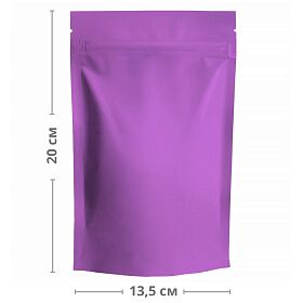 Пакет дой-пак металлизированный с замком зип-лок, фиолетовый матовый, 135х200+(40+40)