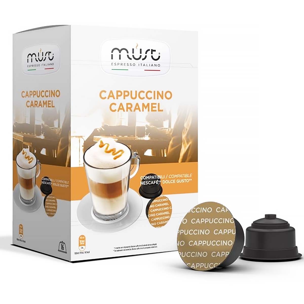 Кофе в капсулах Cappucino Caramel (Капучино карамель) для кофемашин Nescafe  Dolce Gusto, MUST, 16 шт