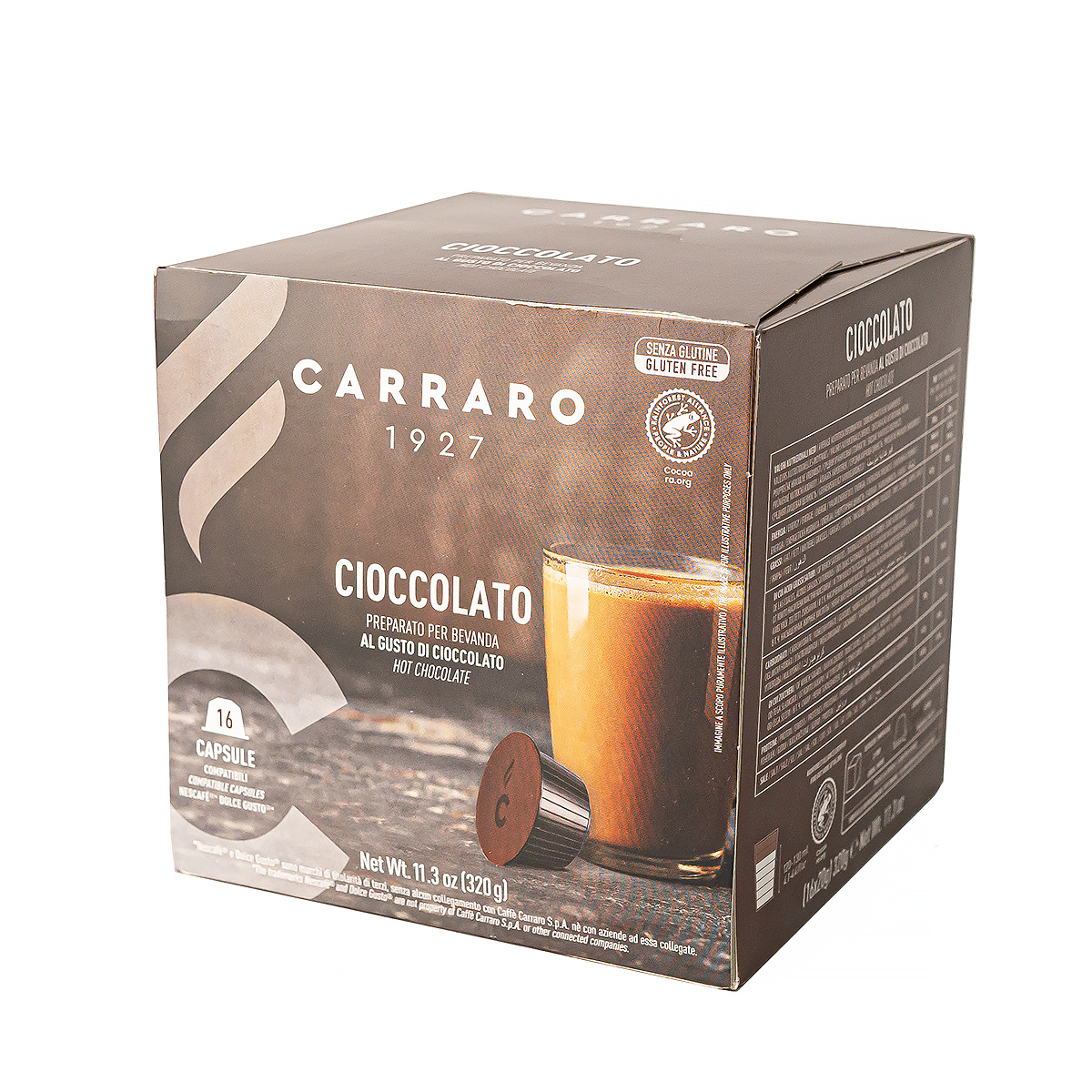 Горячий шоколад в капсулах Cioccolato для кофемашин Nescafe Dolce Gusto,  Carraro, 16 шт