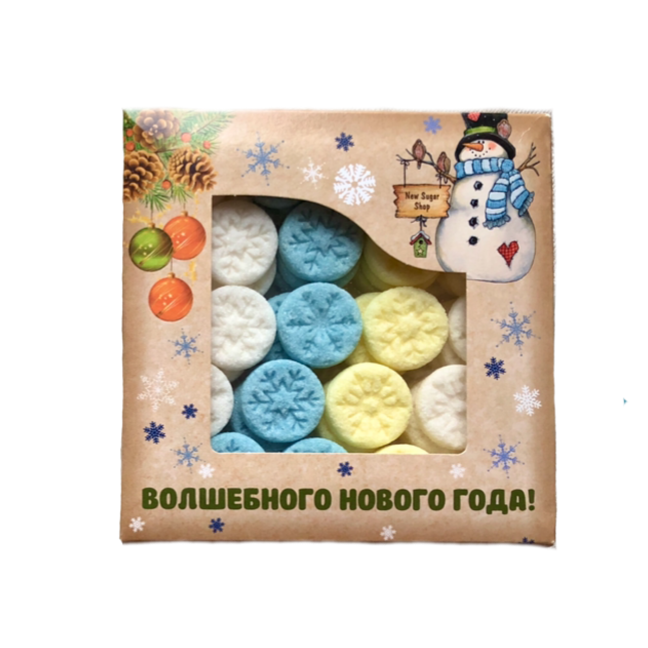 "Снежинки" Фигурный сахар цветной микс, Box, 145 г