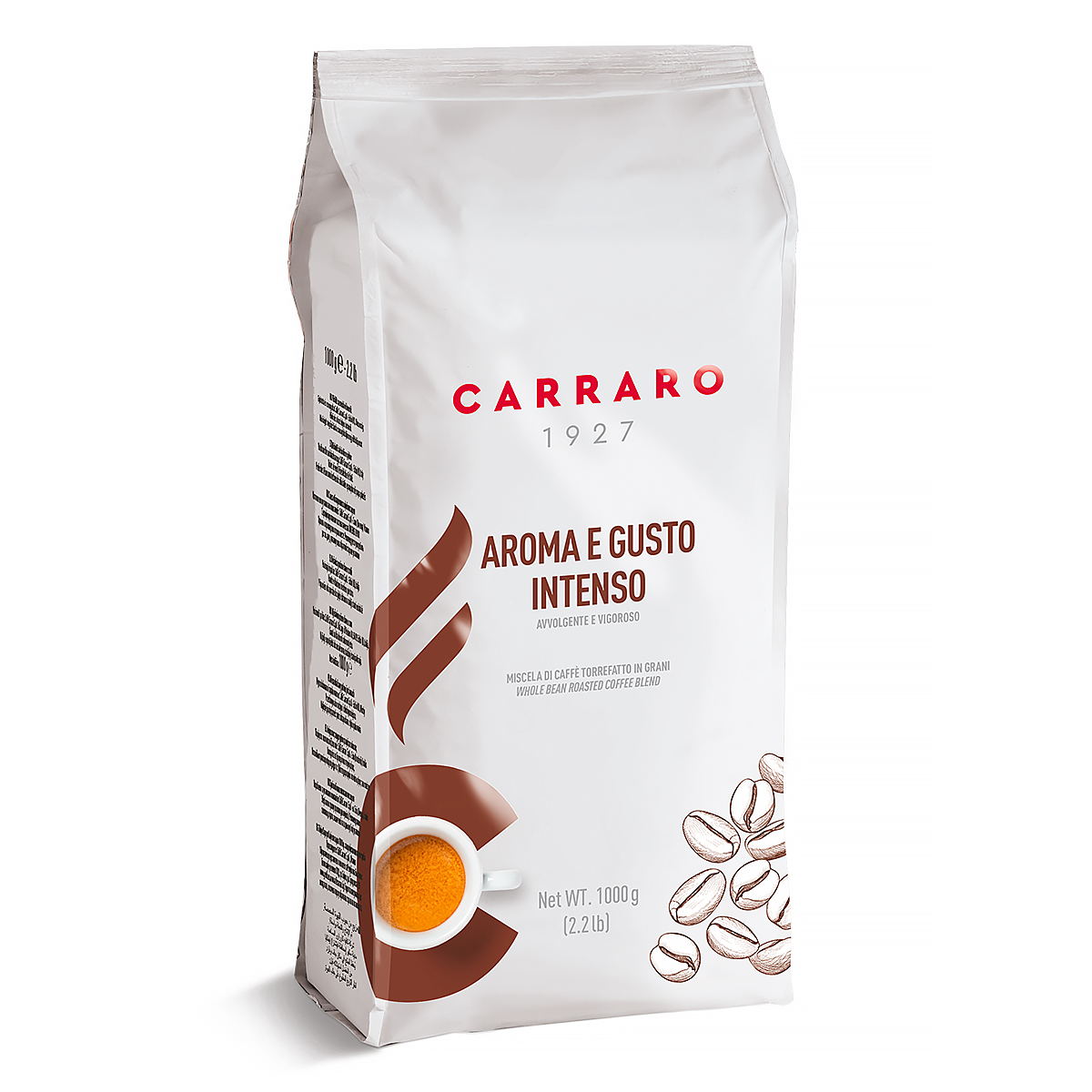 Кофе в зернах Aroma e Gusto Intenso, Carraro, 1 кг купить по цене 1 592  руб., с доставкой в Санкт-Петербурге, продажа оптом и в розницу в  интернет-магазине 