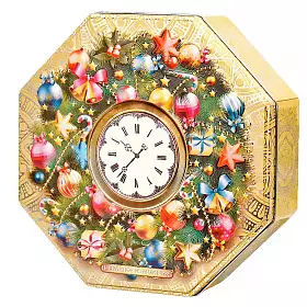 Чай подарочный в шкатулке Новогодние часы, ж/б, 100 г