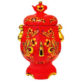 Чайница керамическая Самовар, красный, 600 мл